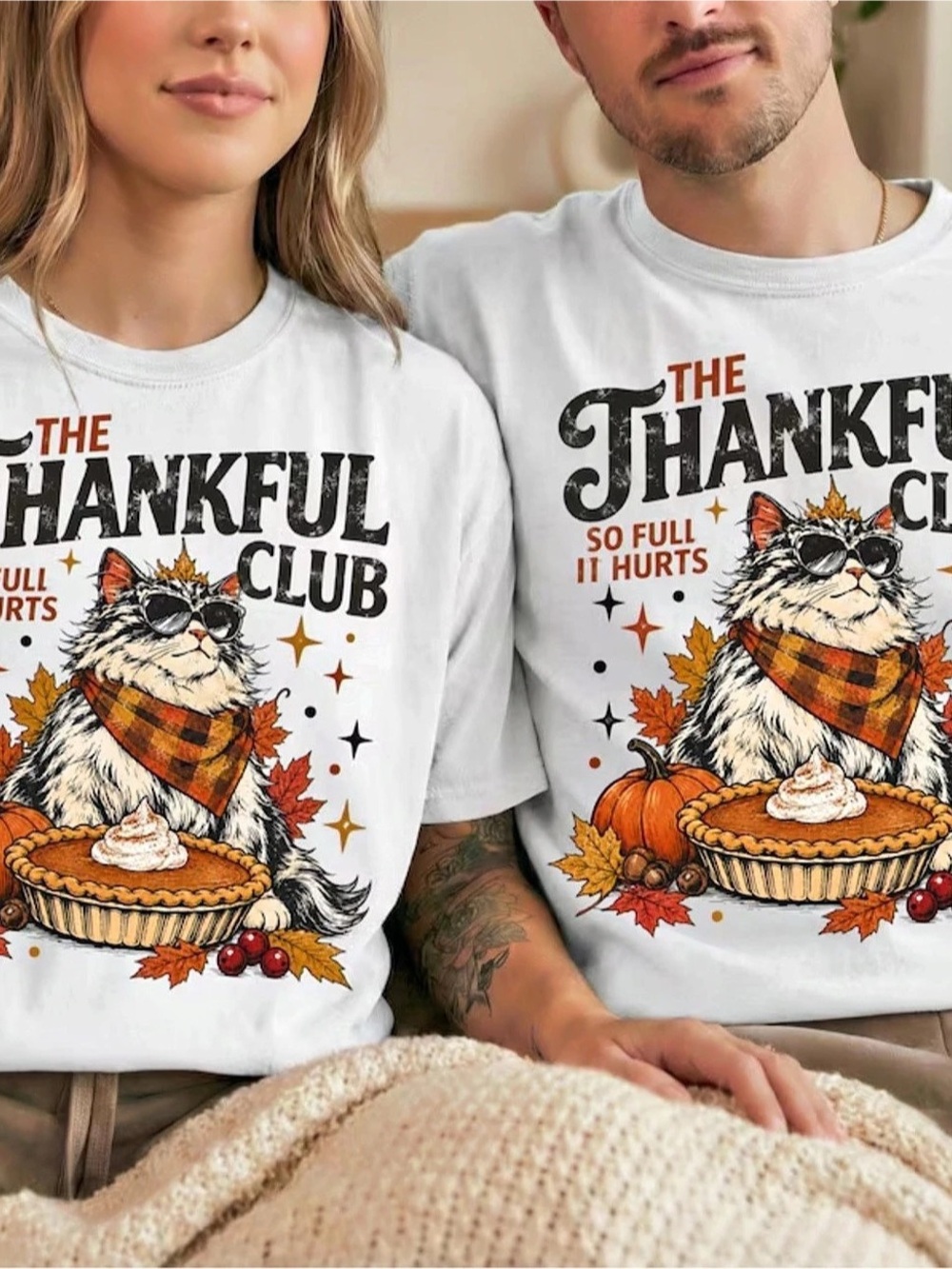 The Thankful Club Graphic Short Sleeve Tee in White Like New
